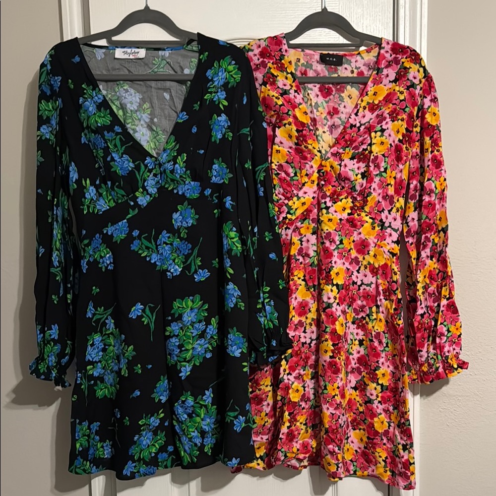 Wild Fable Floral Mini Dresses - Black and Pink